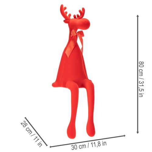 Figura decorativa de alce, para colocar sobre estante, con lazo, 80 cm. | Floristik24.es