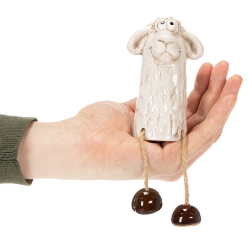 Artículo Figura de oveja de cerámica, oveja sentada, para Pascua y decoración todo el año, 18 cm, 3 piezas