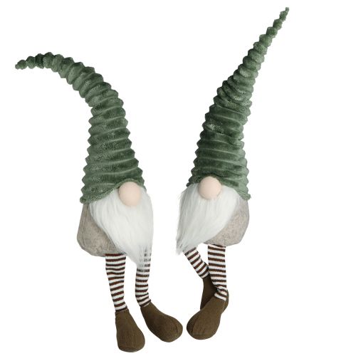 Floristik24 Taburete Edge Gnomo Navidad Verde Marrón Al.55cm 2uds