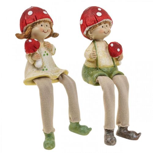 Floristik24 Estante taburete figuras decorativas niño y niña seta niños 2uds