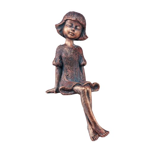 Floristik24 Figura de jardín Edge Seater niña sentada bronce 52cm