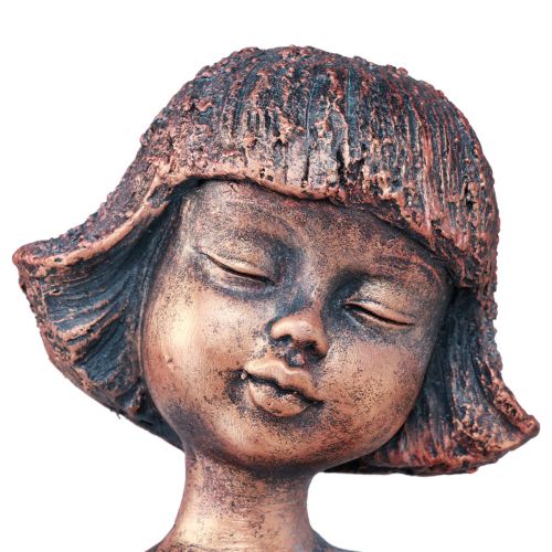 Floristik24 Figura de jardín Edge Seater niña sentada bronce 52cm