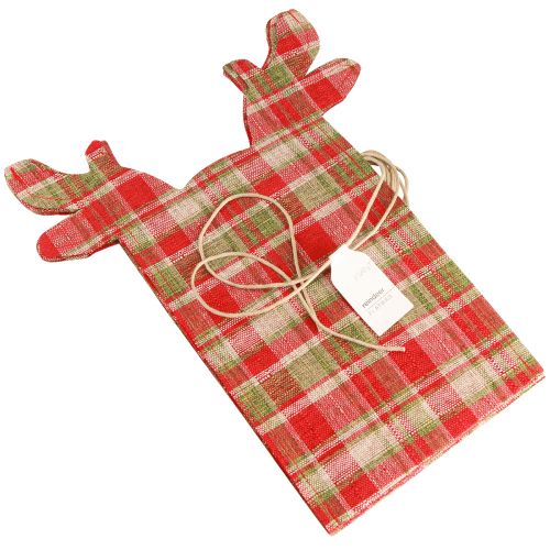 Floristik24 Bolsa regalo cuadros tela Reno navideño 22×28cm 5uds