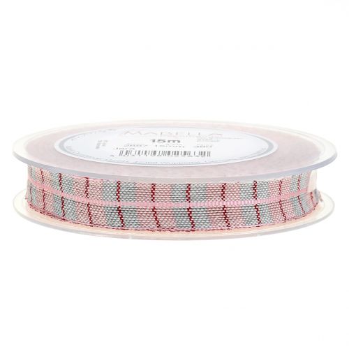 Floristik24 Karoband rosa 15mm 15m