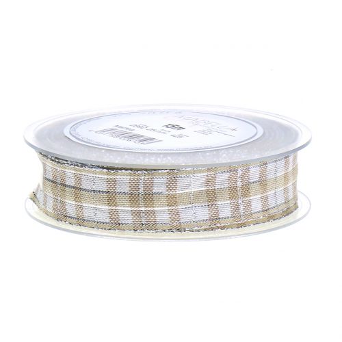 Floristik24 Karoband con mica plata natural 25mm 15m
