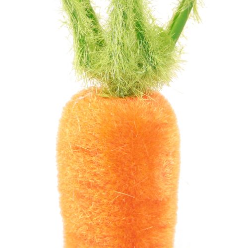 Artículo Decoración de zanahorias zanahorias flocadas naranja verde Al.23cm 8 piezas