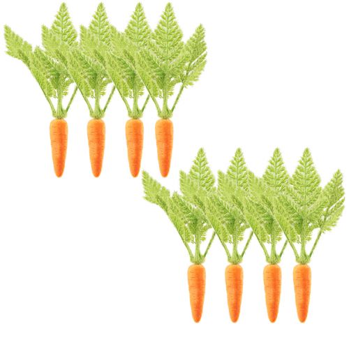 Artículo Decoración de zanahorias zanahorias flocadas naranja verde Al.23cm 8 piezas