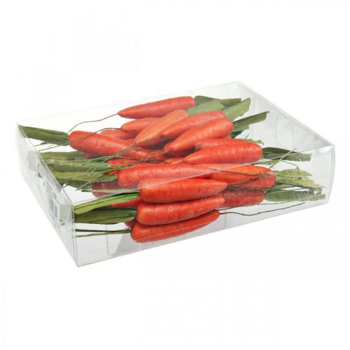 Artículo Zanahorias decorativas, decoración de Pascua, zanahorias en alambre, verduras artificiales naranja, verde H11cm 36 uds.