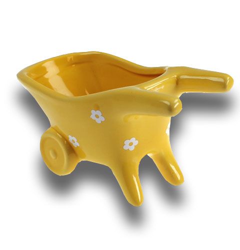 Floristik24 Carretilla Cerámica Amarilla 16.5 cm