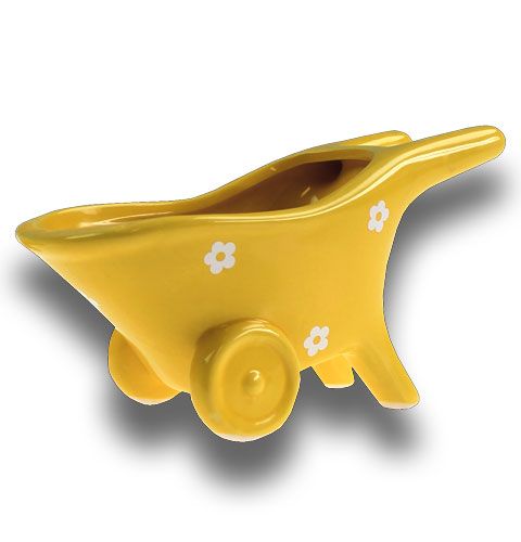 Floristik24 Carretilla Cerámica Amarilla 16.5 cm