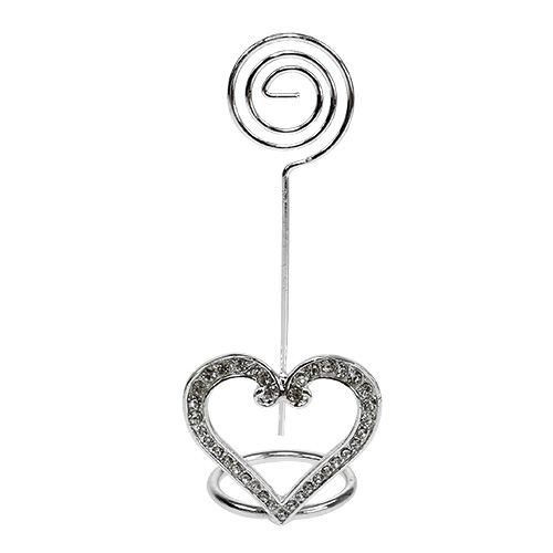 Floristik24 Tarjetero corazón para decoración de mesa 4cm plata 6pcs