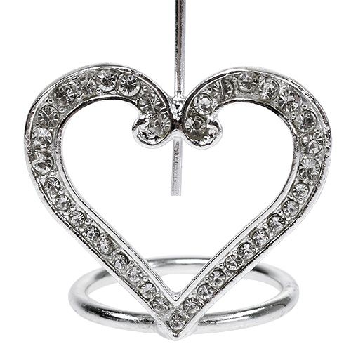 Floristik24 Tarjetero corazón para decoración de mesa 4cm plata 6pcs