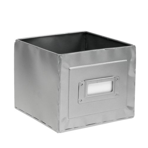 Floristik24 Caja jardinera metalica con cartel 12x12x10,5cm