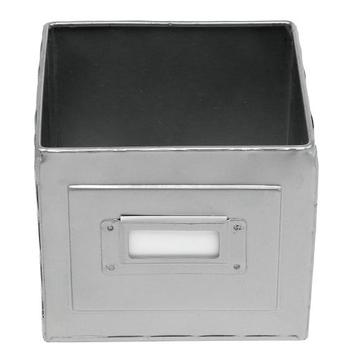 Floristik24 Caja jardinera metalica con cartel 12x12x10,5cm