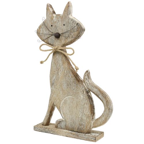 Floristik24 Figura de madera gato naturaleza, blanco 37cm