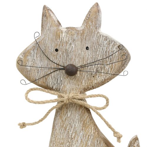 Floristik24 Figura de madera gato naturaleza, blanco 37cm