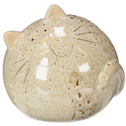 Artículo Figura decorativa de gato de cerámica, diseño redondo para salón o dormitorio, 13 cm, 2 piezas