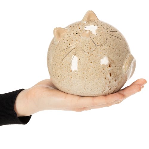 Artículo Figura decorativa de gato de cerámica, diseño redondo para salón o dormitorio, 13 cm, 2 piezas