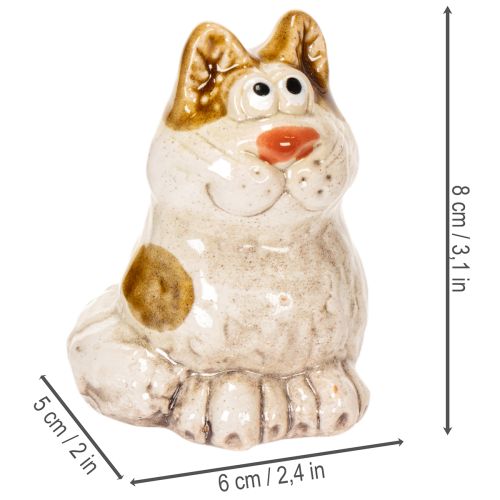 Artículo Figuras decorativas de gato de cerámica, divertidas figuras de animales para decorar el salón, 8 cm, 4 piezas