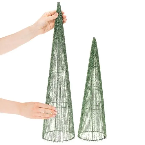 Conos metálicos para flores, verdes, para arreglos florales, 62 cm, 2 unidades | Floristik24.es