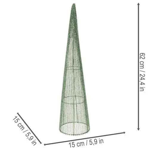 Conos metálicos para flores, verdes, para arreglos florales, 62 cm, 2 unidades | Floristik24.es