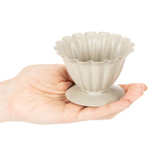 Cuenco, copa, cáliz floral, decoración color crema, 9 cm | Floristik24.es