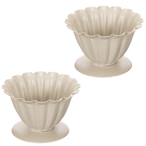 Cuenco, copa, cáliz floral, decoración color crema, 9 cm | Floristik24.es