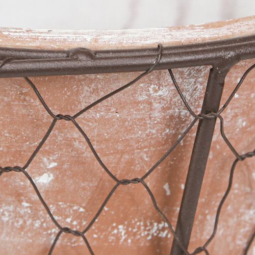 Artículo Maceta de cerámica con mango de cesta de metal marrón Ø18cm