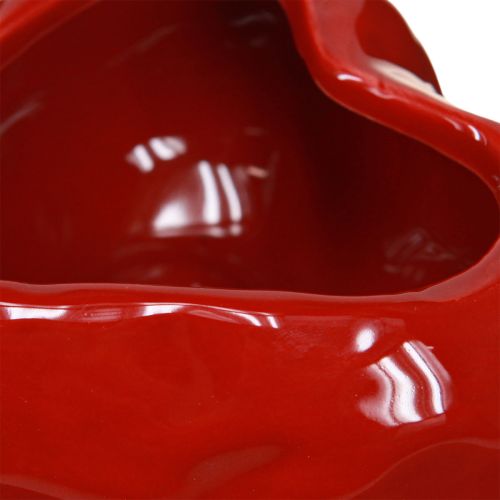 Artículo Cuenco decorativo de cerámica corazón rojo brillante 11,5×10×5,5cm 3 piezas