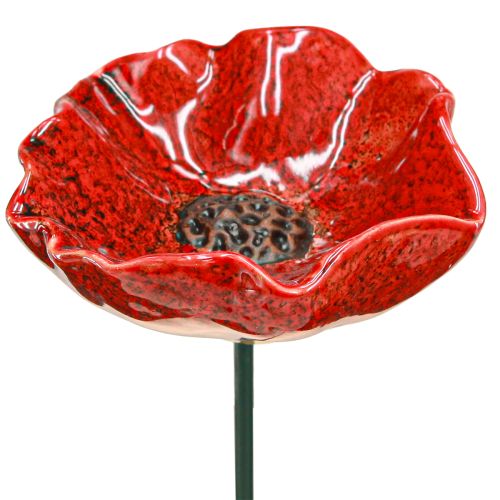 Floristik24 Estaca decorativa de cerámica para jardín de flores de amapola amapola roja Ø8cm 4 piezas
