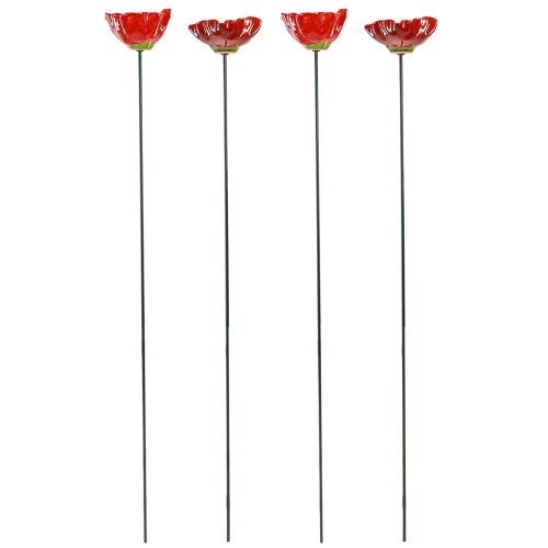Floristik24 Estaca decorativa de cerámica para jardín de flores de amapola amapola roja Ø8cm 4 piezas