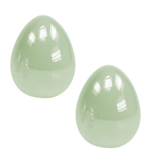Floristik24 Huevo de cerámica verde pastel 8.5cm 4pcs