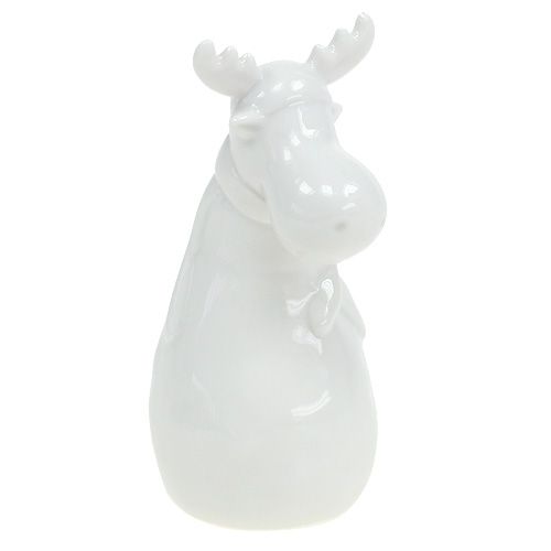 Floristik24 Figura de cerámica alce 12,5cm blanco 2uds