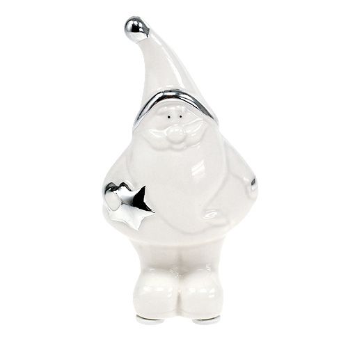 Floristik24 Figura de cerámica Santa Claus 11cm Blanco, Plata 8pcs
