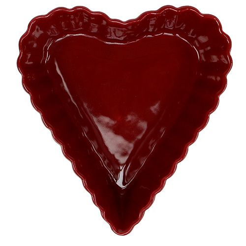 Floristik24 Tazón corazón de cerámica 18cm rojo 2 piezas