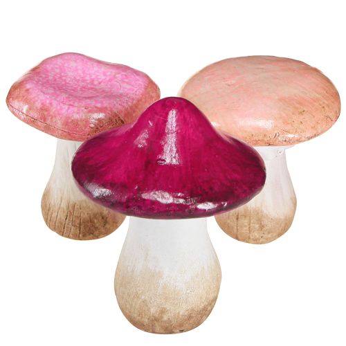 Artículo Decoración de setas de cerámica rosa decoración de otoño cerámica Ø8/8,5/9cm 3 piezas