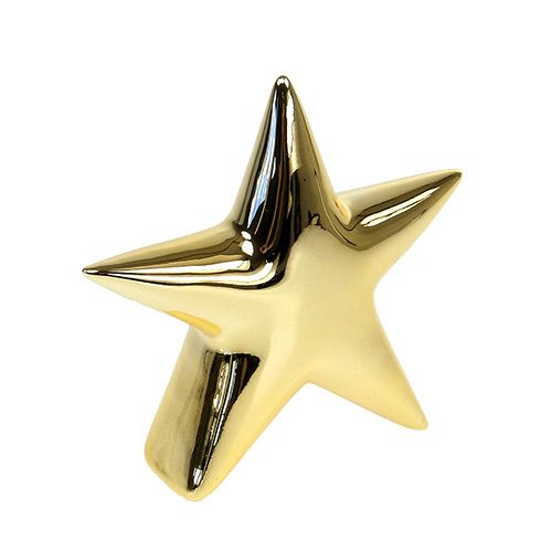 Floristik24 Estrella de cerámica oro 18cm de pie 2 piezas