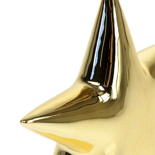 Floristik24 Estrella de cerámica oro 18cm de pie 2 piezas