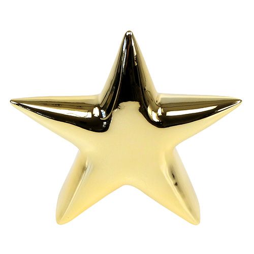 Floristik24 Estrella de cerámica oro 18cm de pie 2 piezas