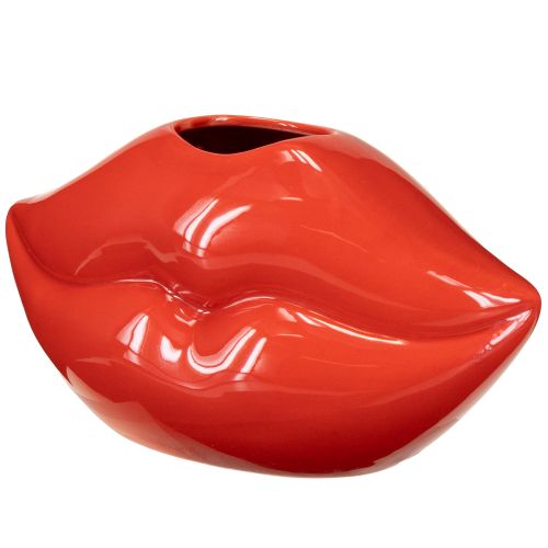 Artículo Jarrón de cerámica con forma de boca de beso rojo, jarrón decorativo de 17 x 8,5 x 9 cm.