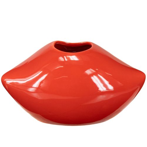 Artículo Jarrón de cerámica con forma de boca de beso rojo, jarrón decorativo de 17 x 8,5 x 9 cm.