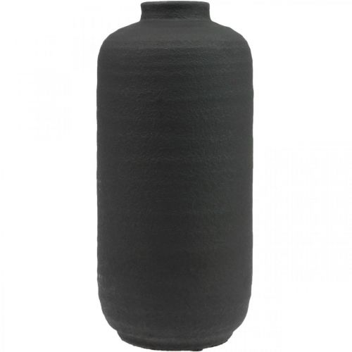 Floristik24 Jarrón de Cerámica Jarrones Decorativos Negros Rústico Ø15.5cm H34cm