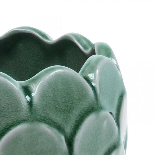 Artículo Maceta de cerámica Vintage Green Crackle Glaze Ø17cm H15cm