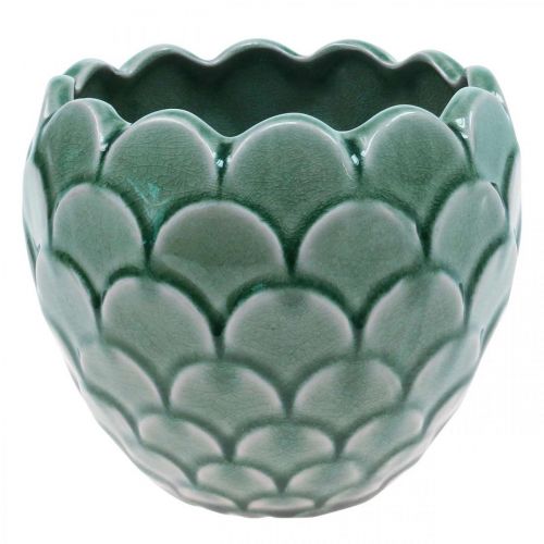 Artículo Maceta de cerámica Vintage Green Crackle Glaze Ø17cm H15cm