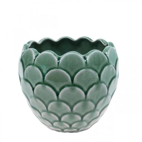 Artículo Macetero de cerámica Vintage Green Crackle Glaze Ø15cm H13cm