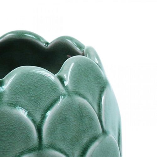 Artículo Florero de cerámica Vintage Green Crackle Glaze Ø15cm H22cm