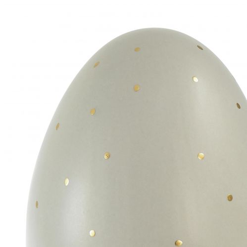 Artículo Decoración de huevos de Pascua de cerámica con puntos de oro gris Ø8cm H11cm 2ud