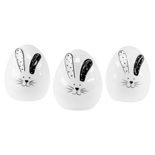 Artículo Decoración de huevos de Pascua de cerámica con decoración de conejitos de Pascua 12cm 3ud