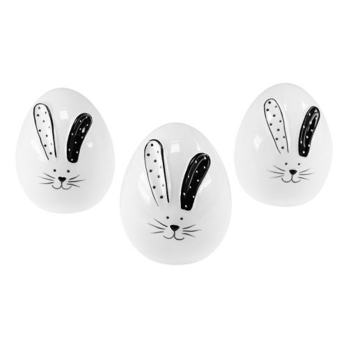Artículo Decoración de huevos de Pascua de cerámica con decoración de conejitos de Pascua 12cm 3ud