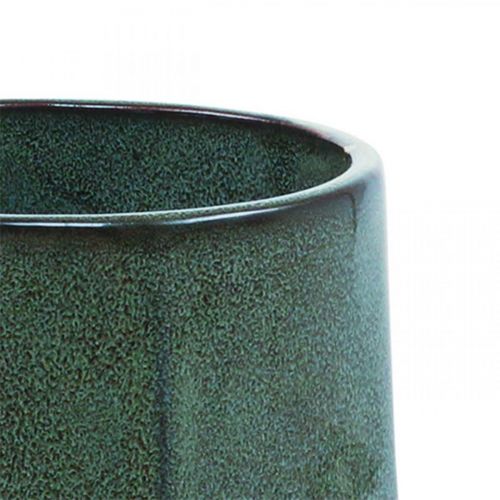 Florero de cerámica Florero Verde Hexagonal Ø14.5cm H21.5cm